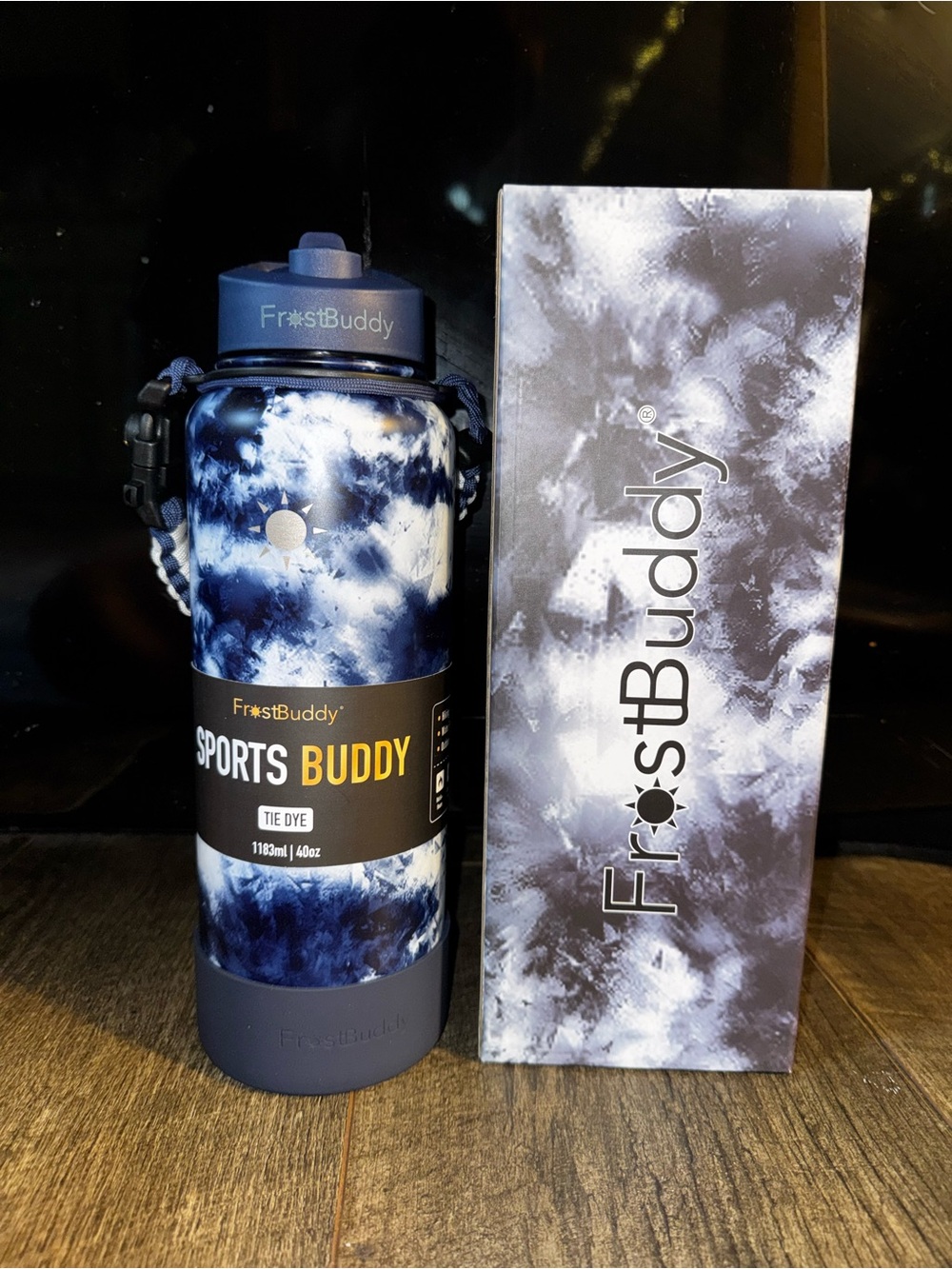 FrostBuddy Blue Tie Dye Sports Buddy Water Bottle - 40oz